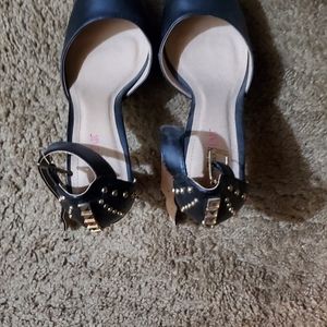 Black Round Toe Strap High Heel Shoes